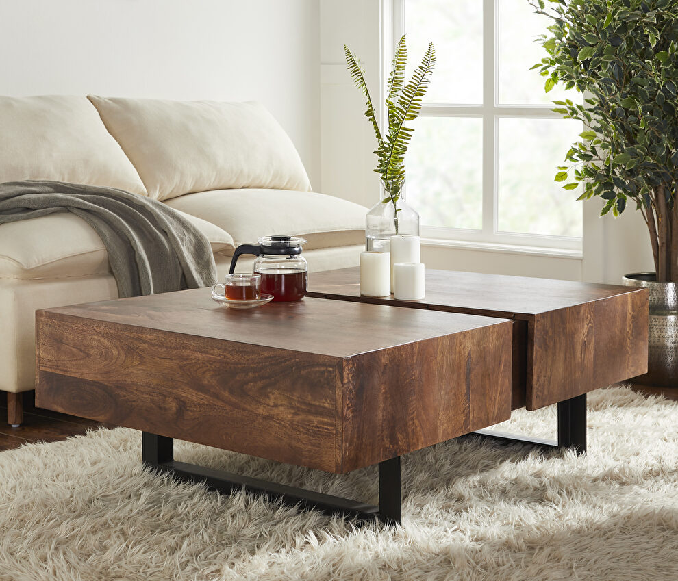Walnut glide coffee table with sliding top by Mod-Arte