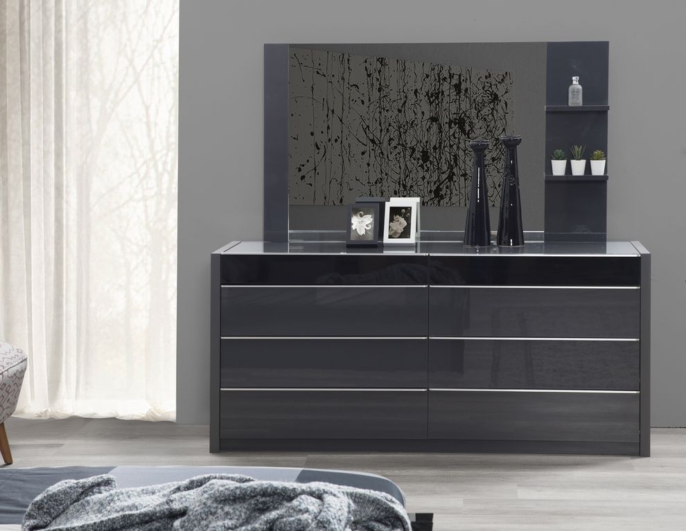 Glossy / Matte gray European style dresser by Mod-Arte