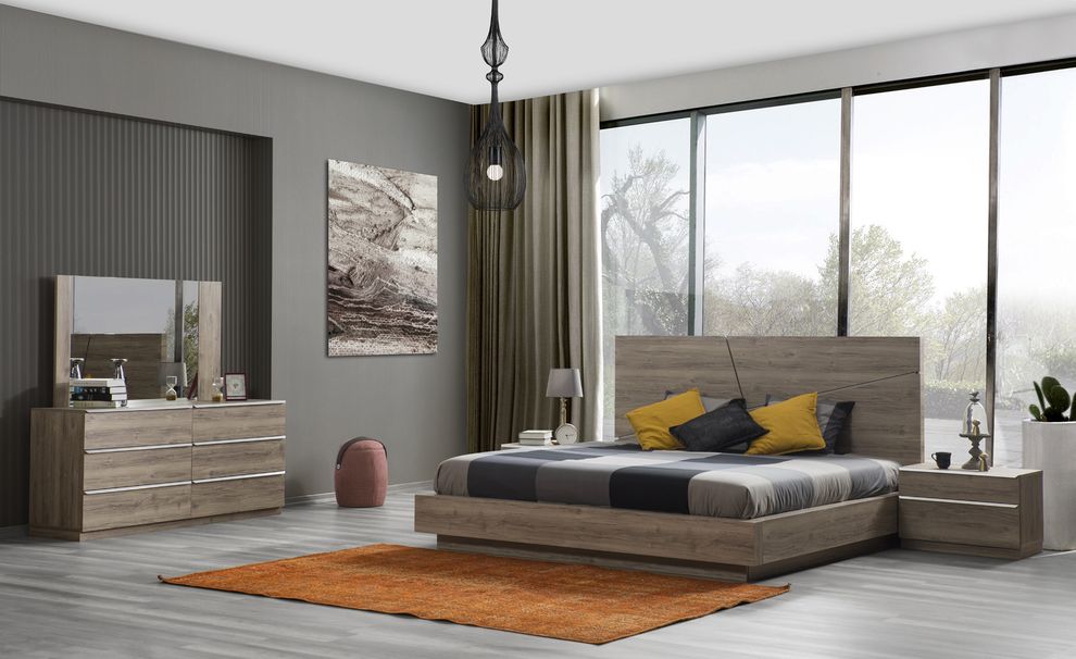 Modern two-tone brown European platform bed by Mod-Arte