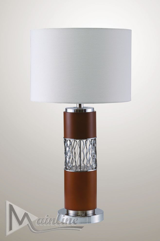 Chrome trellis / brushed sliver base table lamp by Mainline