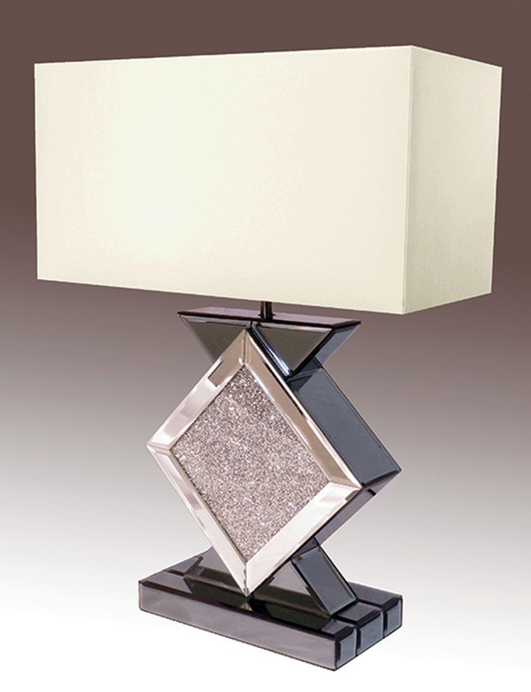 Crushed crystals base / white rectangular shade lamp by Mainline