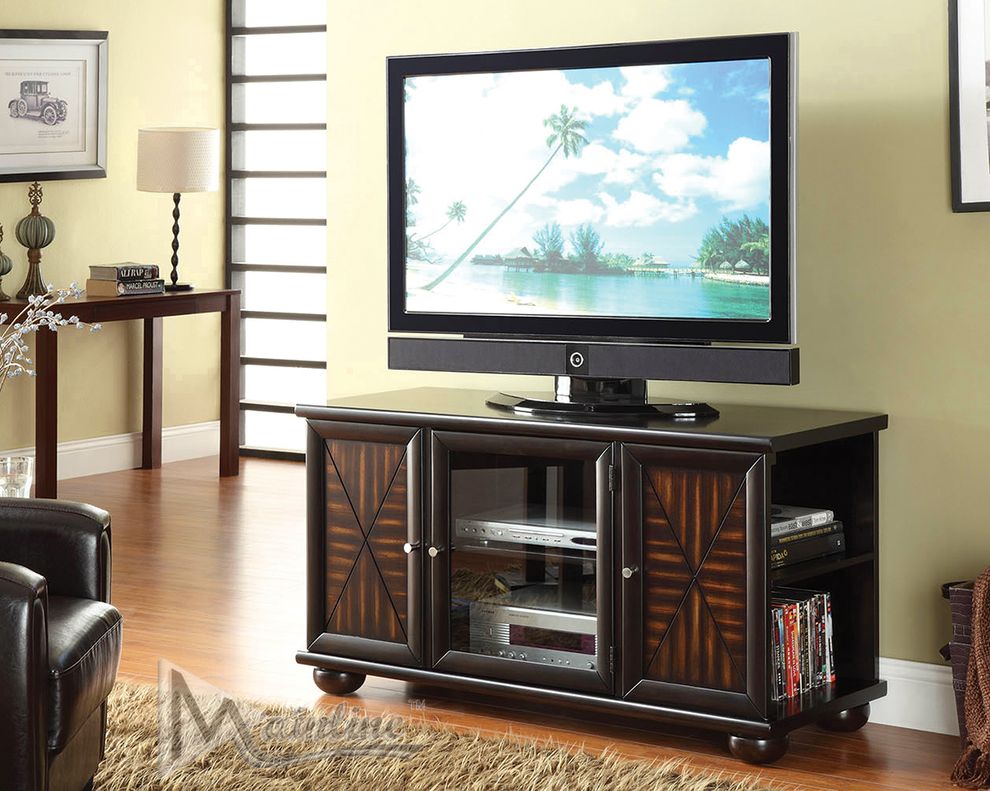 Casual style two-toned brown TV Stand by Mainline