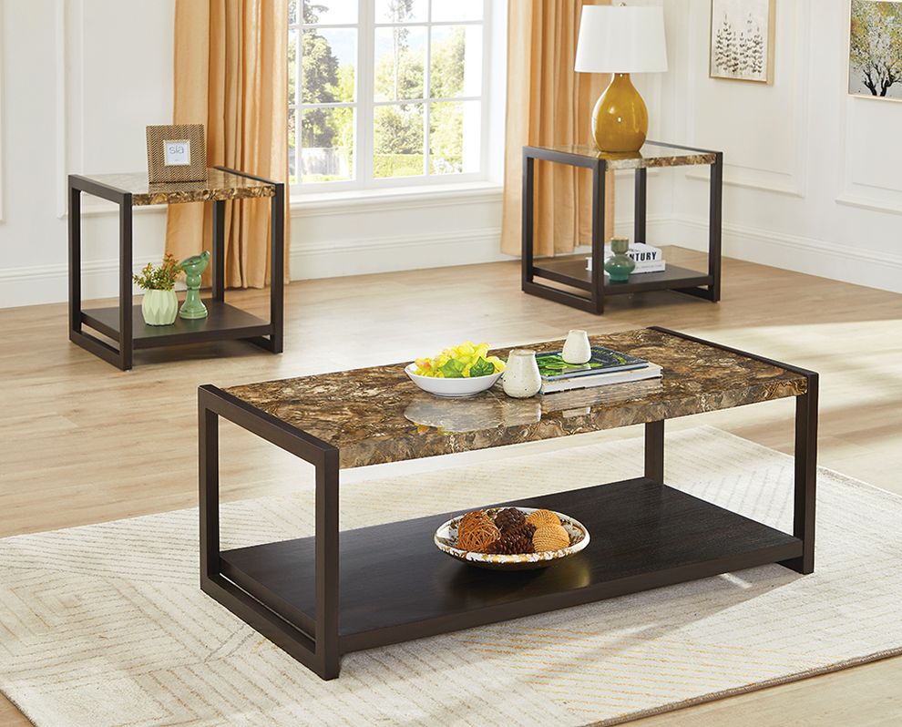 3pcs faux marble top cocktail / coffee table set by Mainline