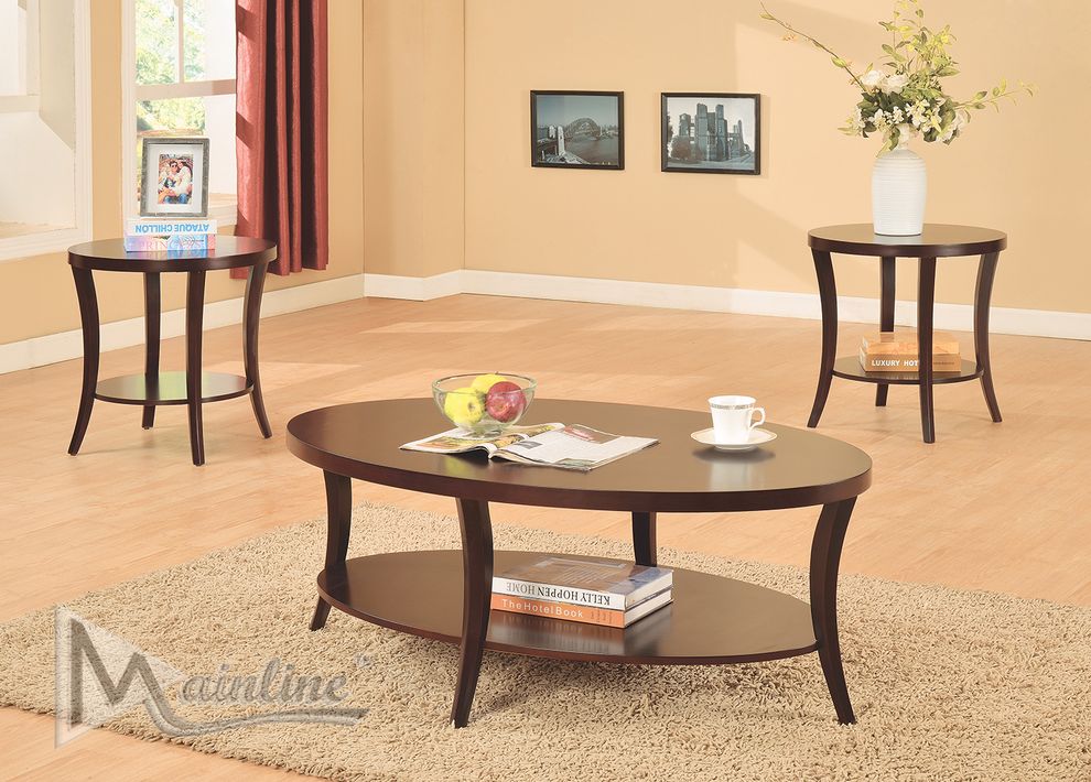3pcs cherry wood coffee table set by Mainline
