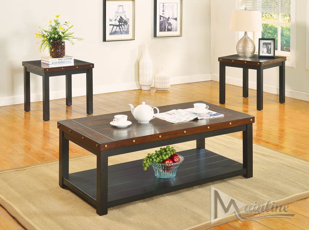 Plank top design 3pcs coffee table set by Mainline