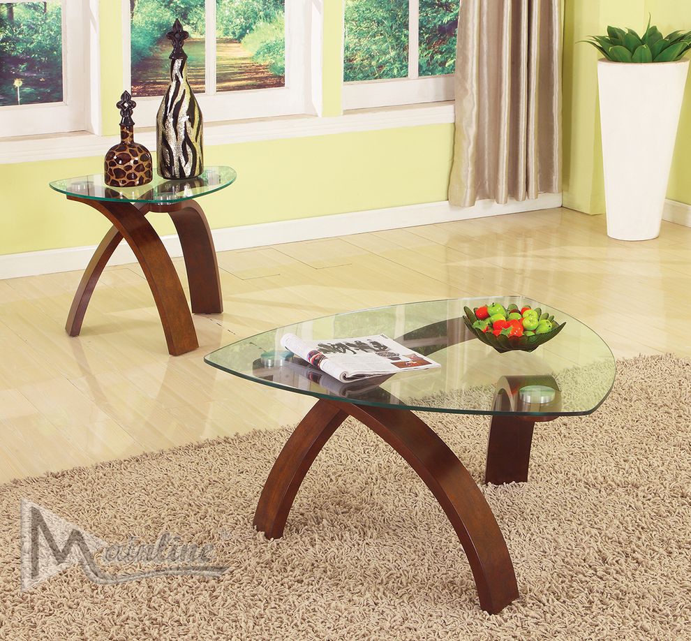 Delta triangle glass top coffee table by Mainline