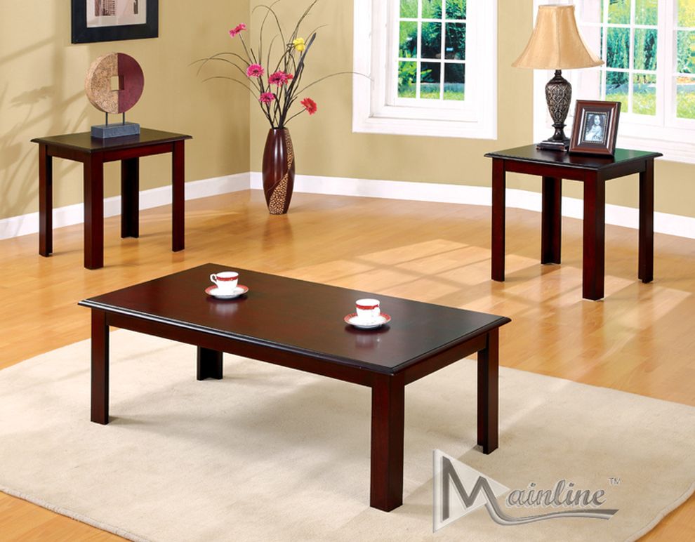 3pcs espresso finish occasional table set by Mainline