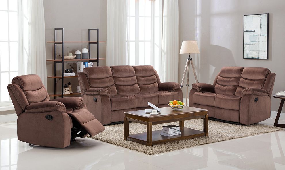 Truffle brown fabric recliner sofa by Mainline