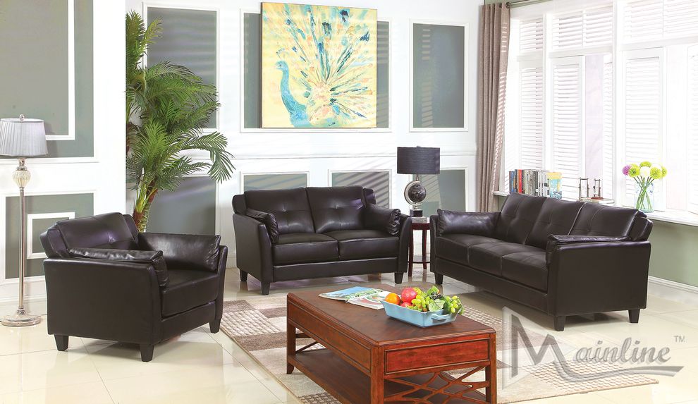 Affordable Casual Black Leatherette sofa by Mainline