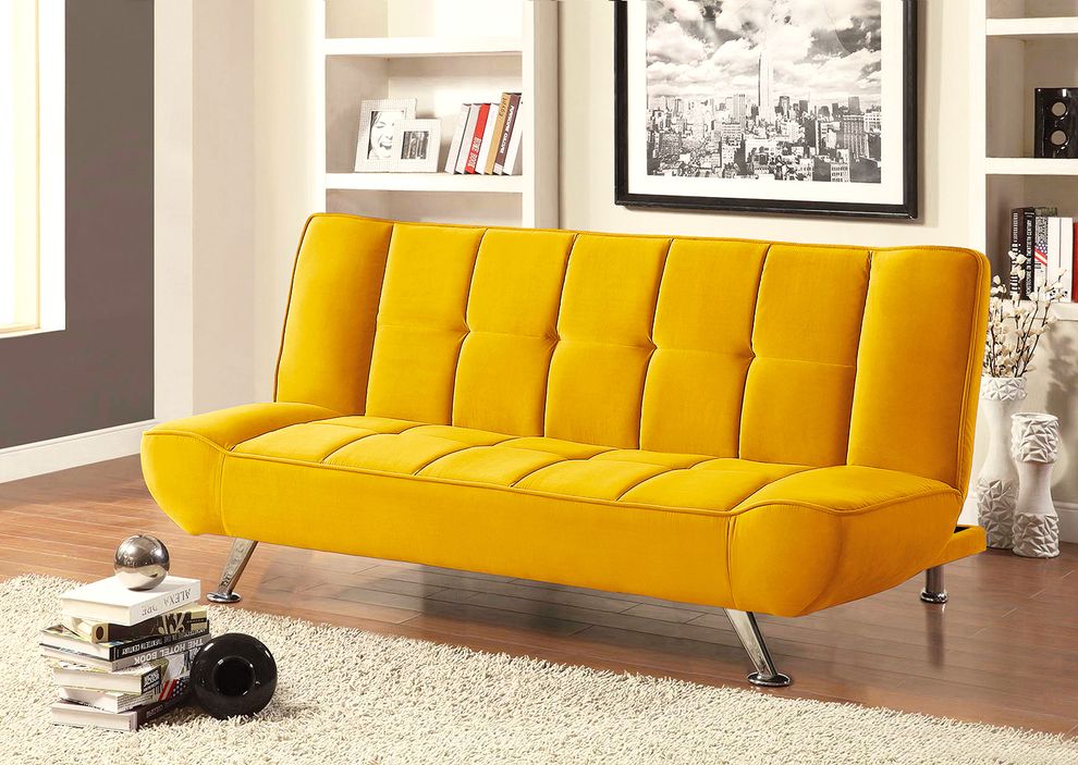 Contemporary stylish sofa bed in yellow by Mainline