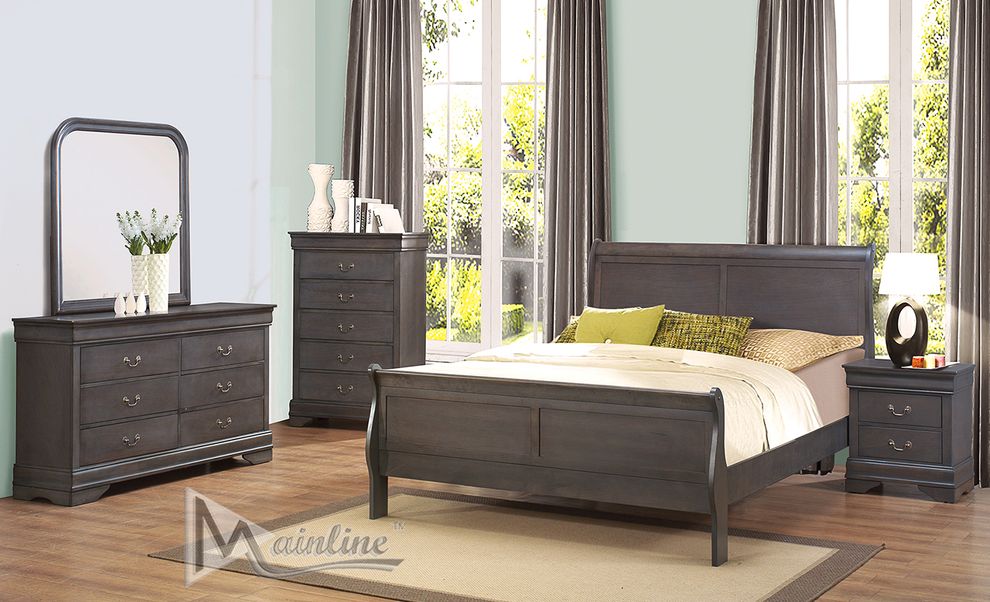 Affordable gray finish contemporary bed by Mainline