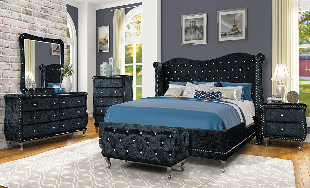 Melange velvet tufted glam style bedroom by Mainline