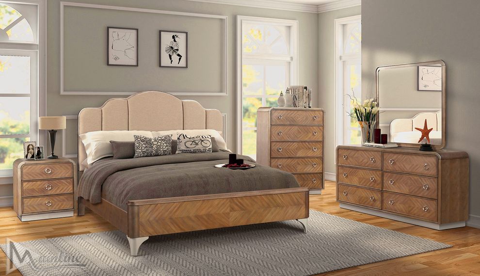 Beige / light brown finish contemporary king bed by Mainline