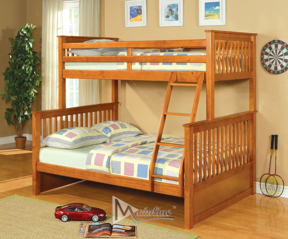 Honey oak bunk bed twin over full by Mainline