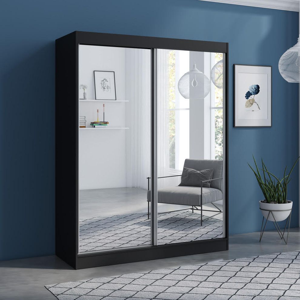 Contemporary wardrobe w/ 2 mirrored doors by Meble