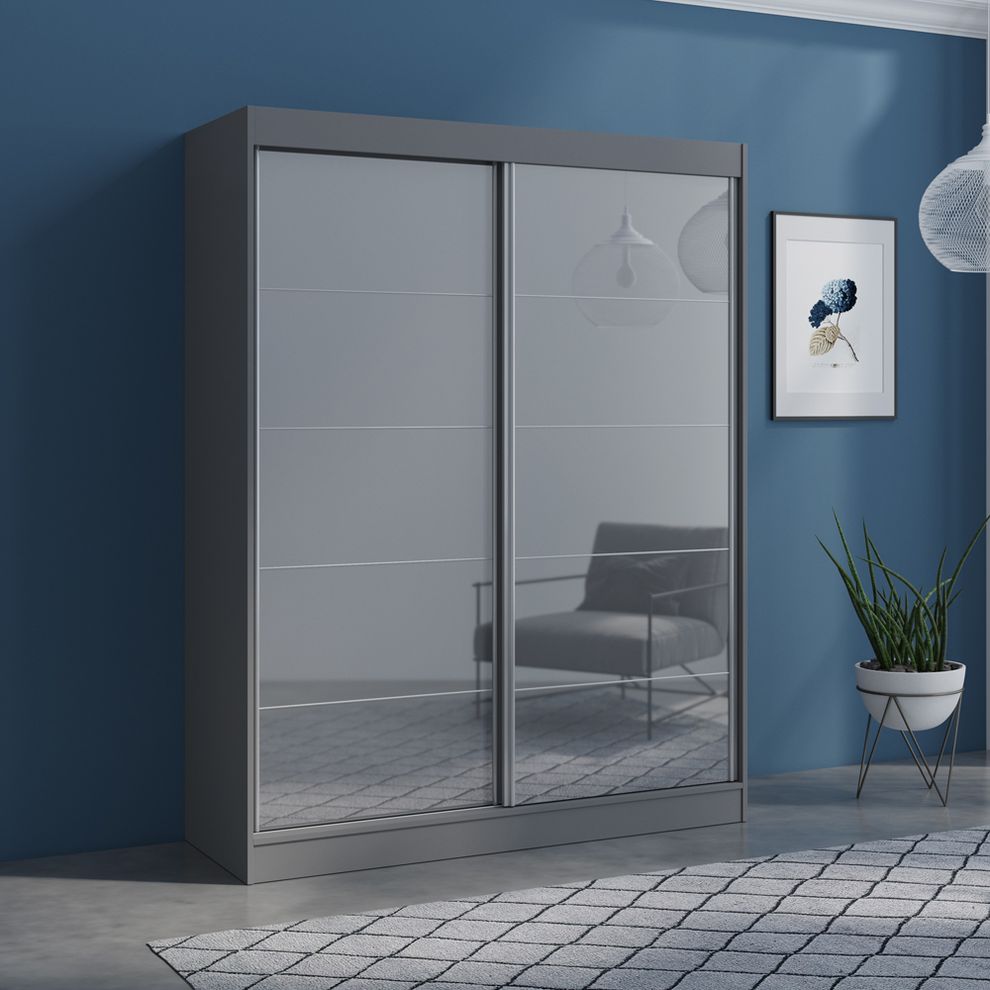 Contemporary wardrobe w/ 2 gray doors by Meble