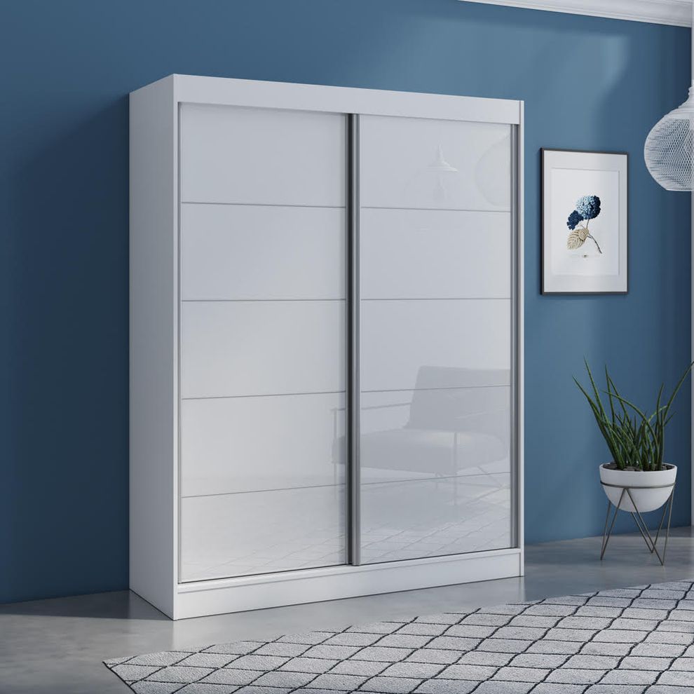 Contemporary wardrobe w/ 2 white doors by Meble