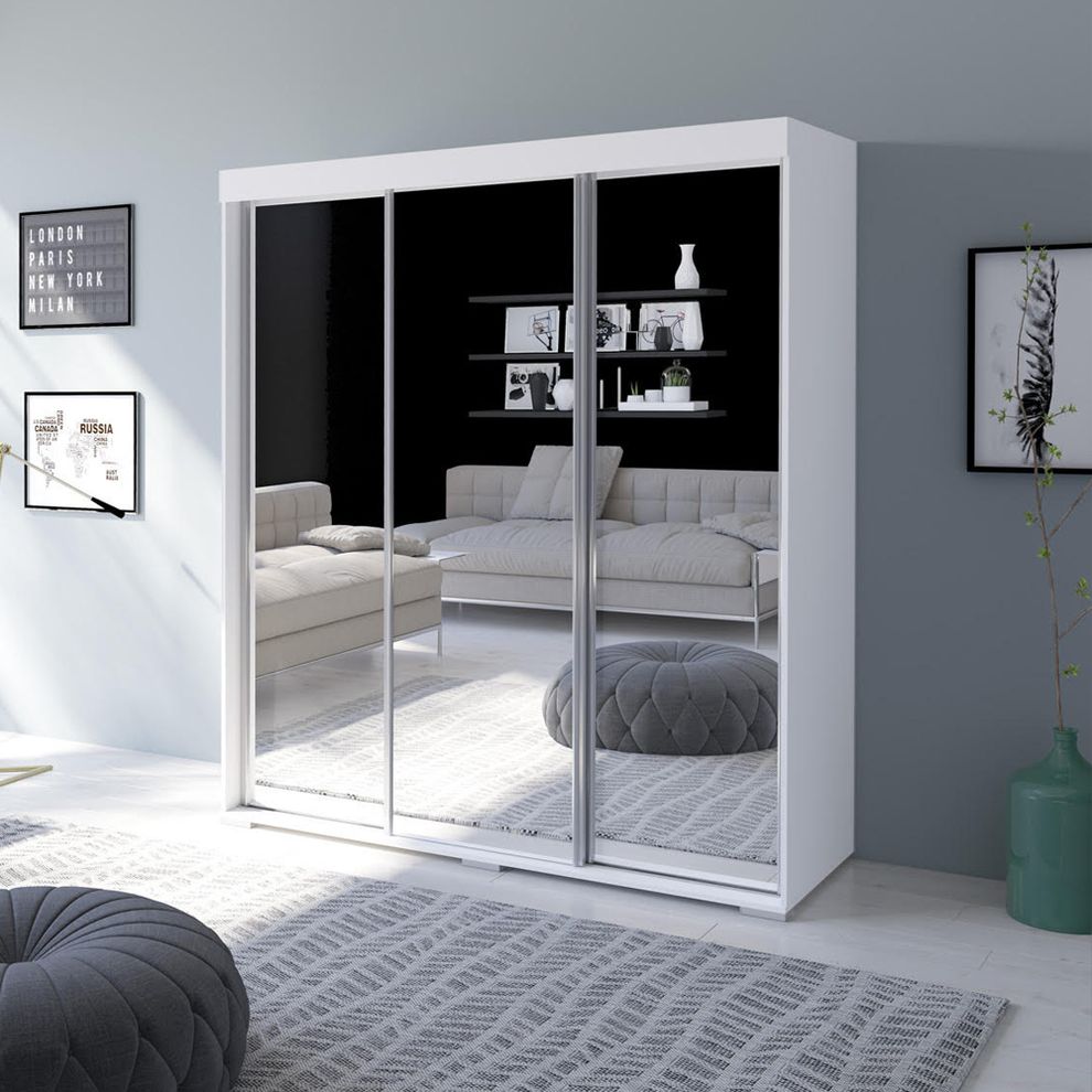 Contemporary wardrobe w/ 3 mirrored doors by Meble