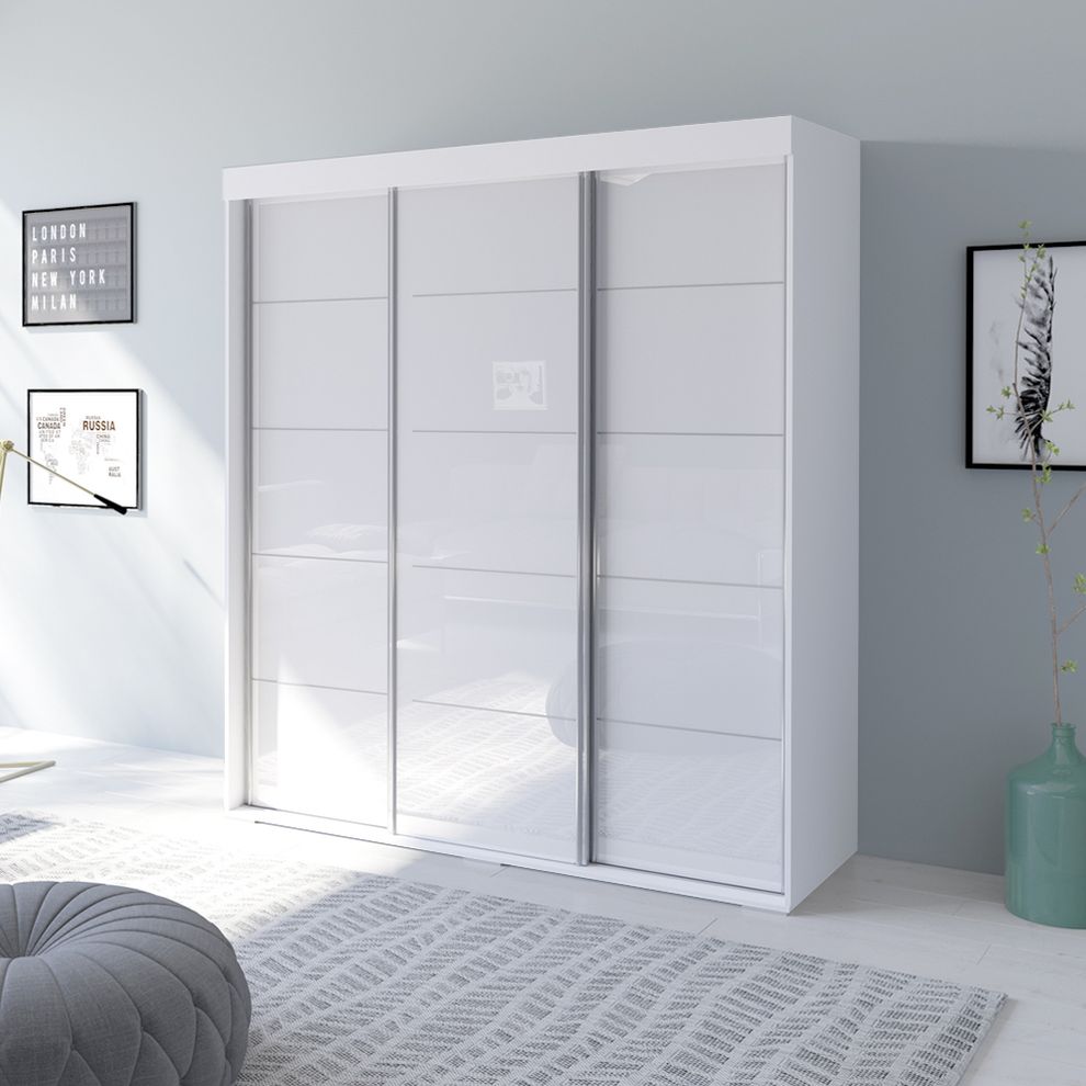 Contemporary wardrobe w/ 3 white doors by Meble