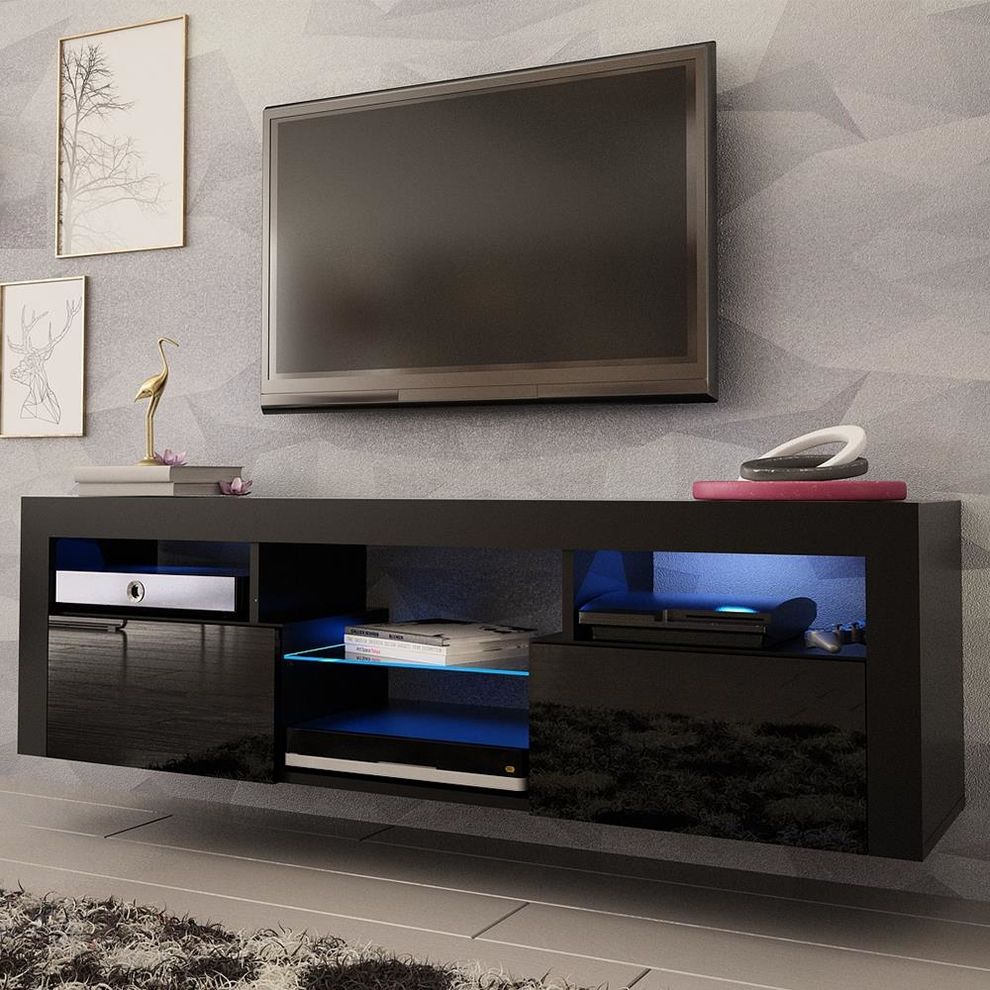 Wall-mounted contemporary TV Stand in black by Meble