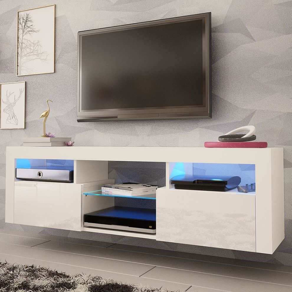 Wall-mounted contemporary TV Stand in white by Meble