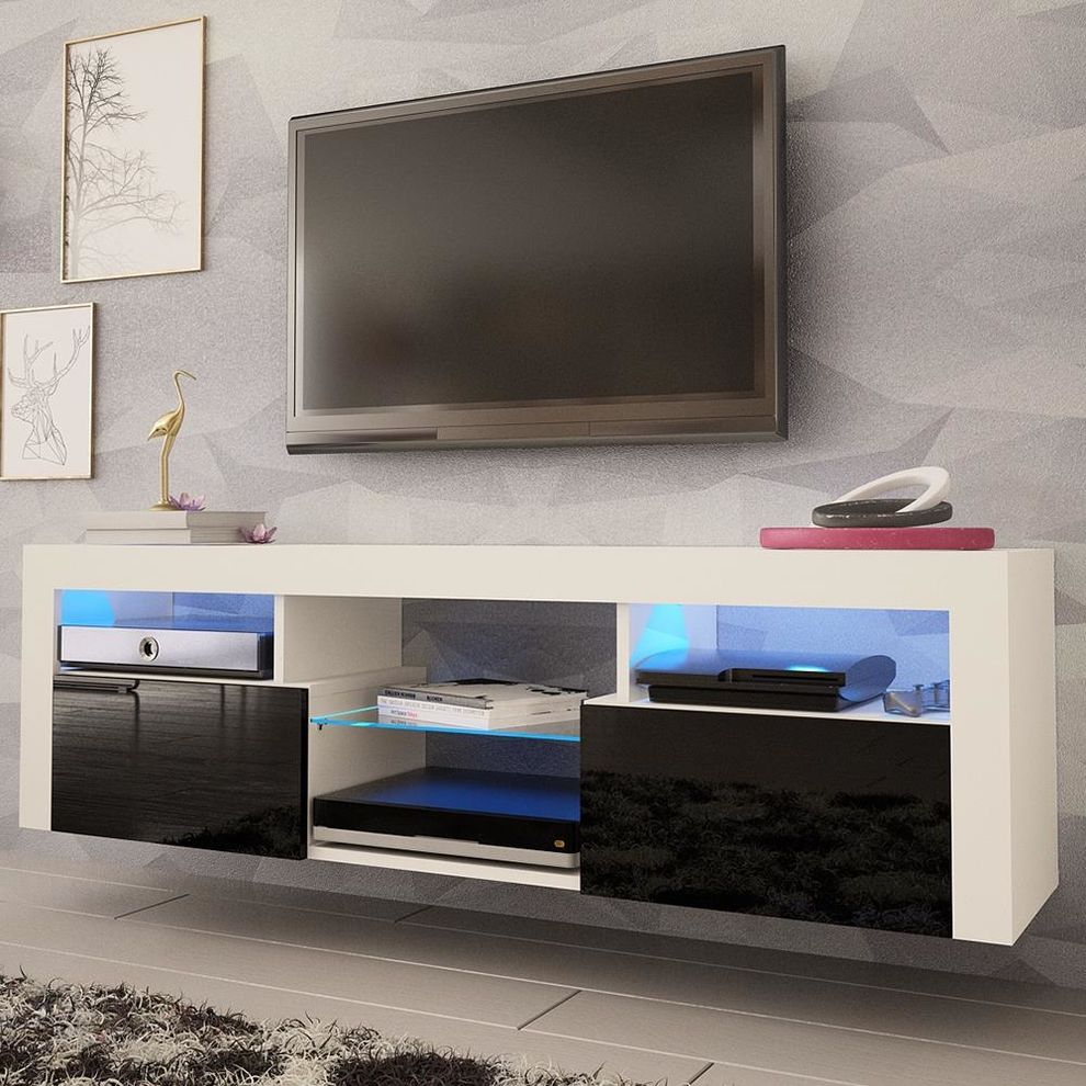 Wall-mounted contemporary TV Stand in white/black by Meble