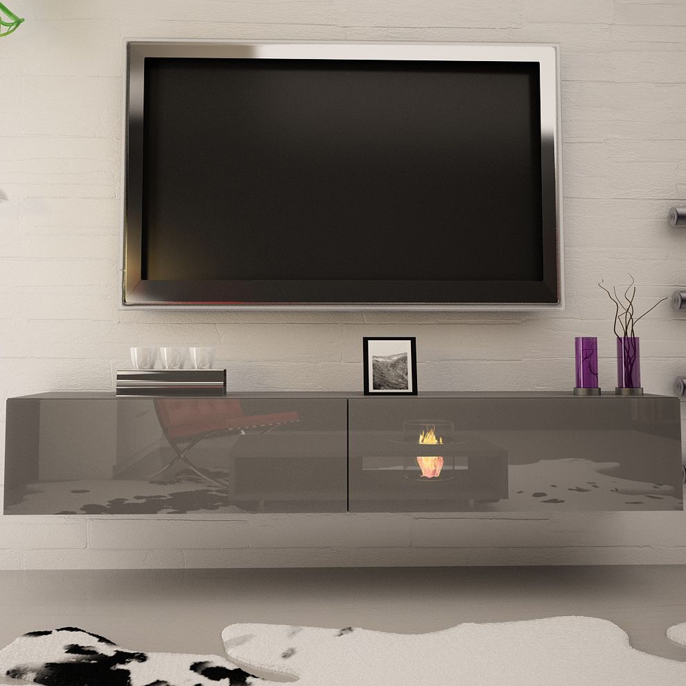 Wall-mounted contemporary glossy TV-Stand by Meble