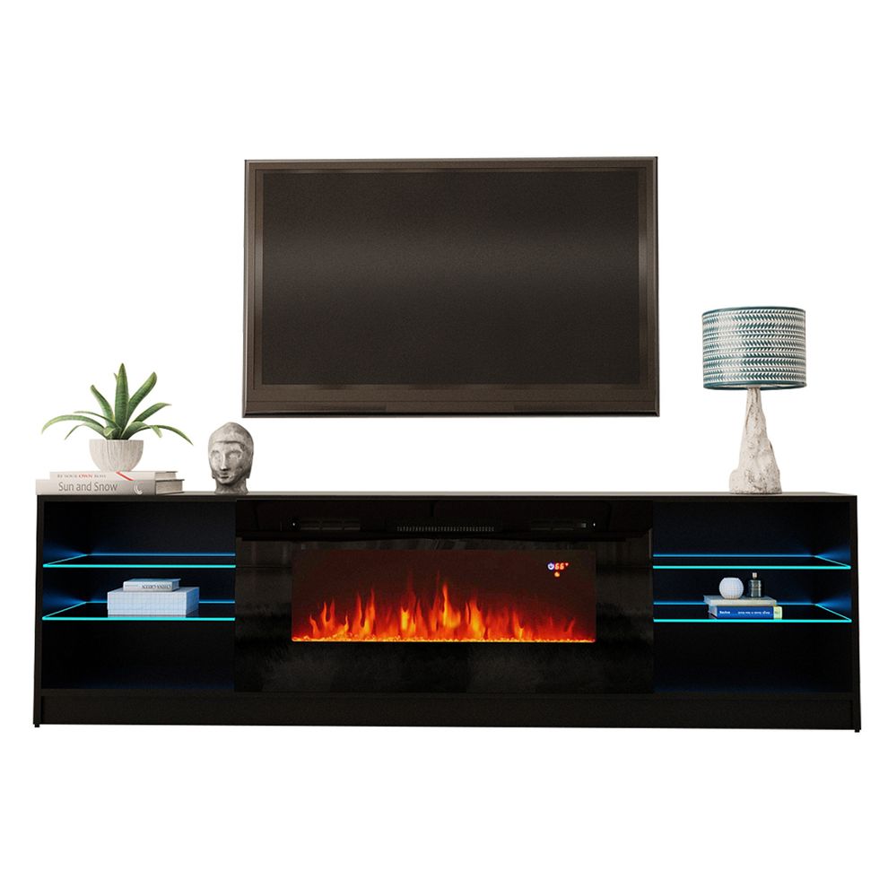 Contemporary EU-made TV Stand w/ electric fireplace by Meble