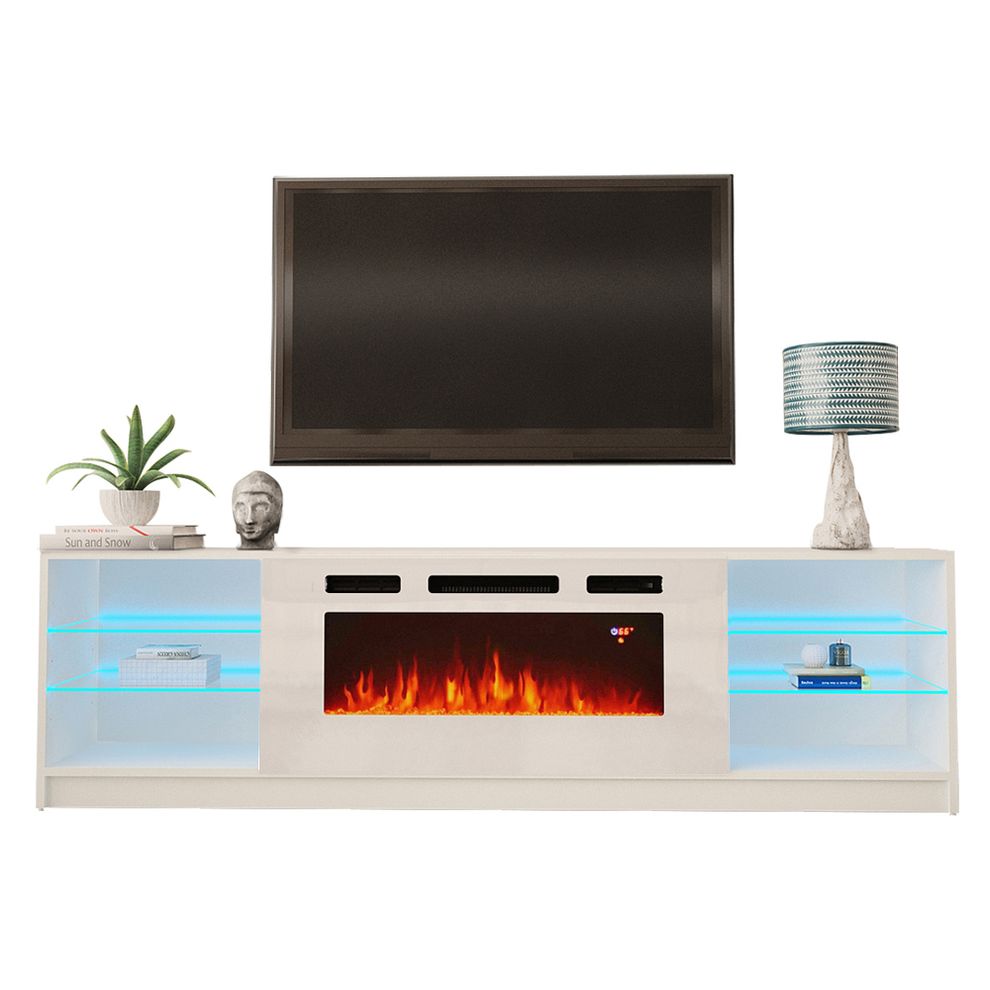 Contemporary EU-made TV Stand w/ electric fireplace by Meble