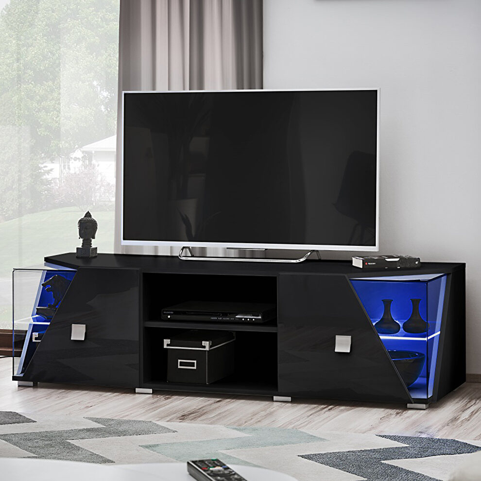 Contemporary black glass / lacquered tv stand by Meble