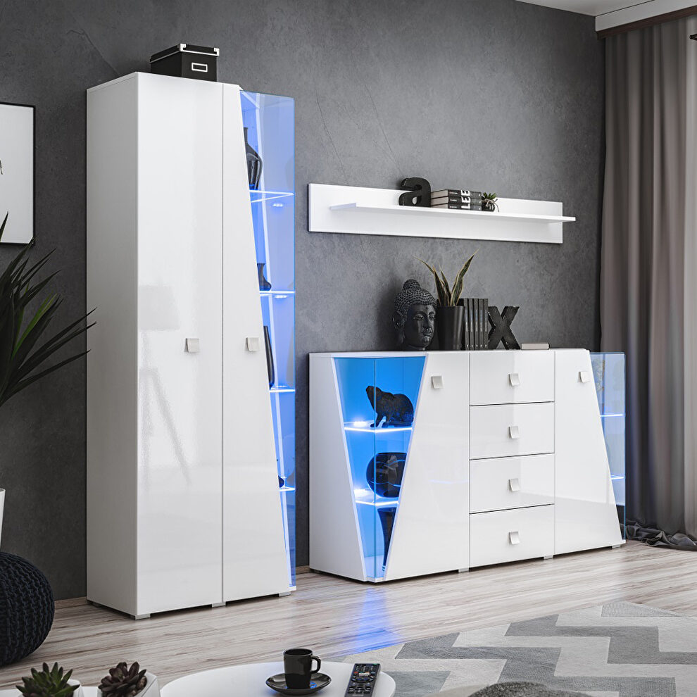 White sideboard / bookcase / shelf 3pcs entertainment center by Meble