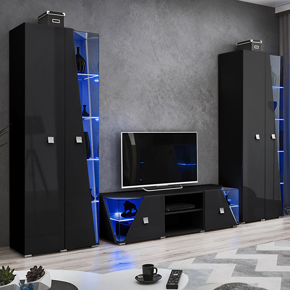 Black tv stand / 2 x bookcase 3pcs entertainment center by Meble