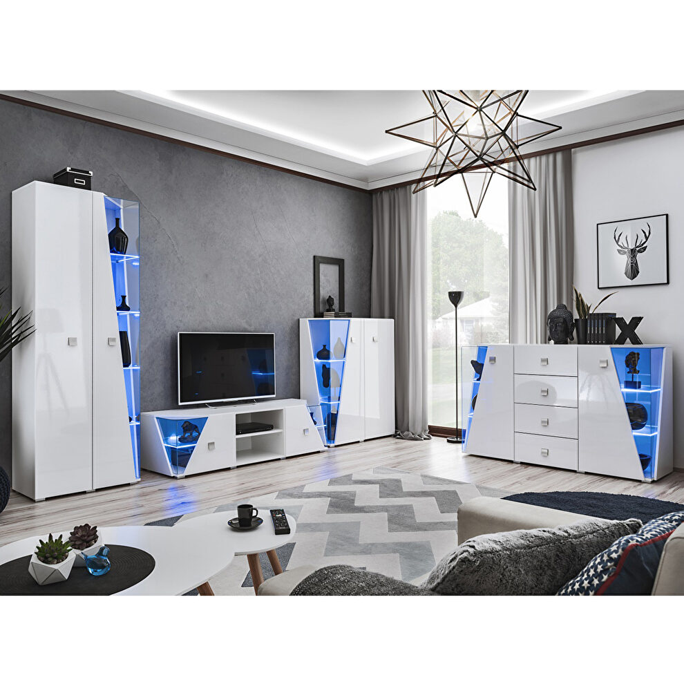 White tv stand / bookcases / curio / sideboard 4pcs entertainment center by Meble