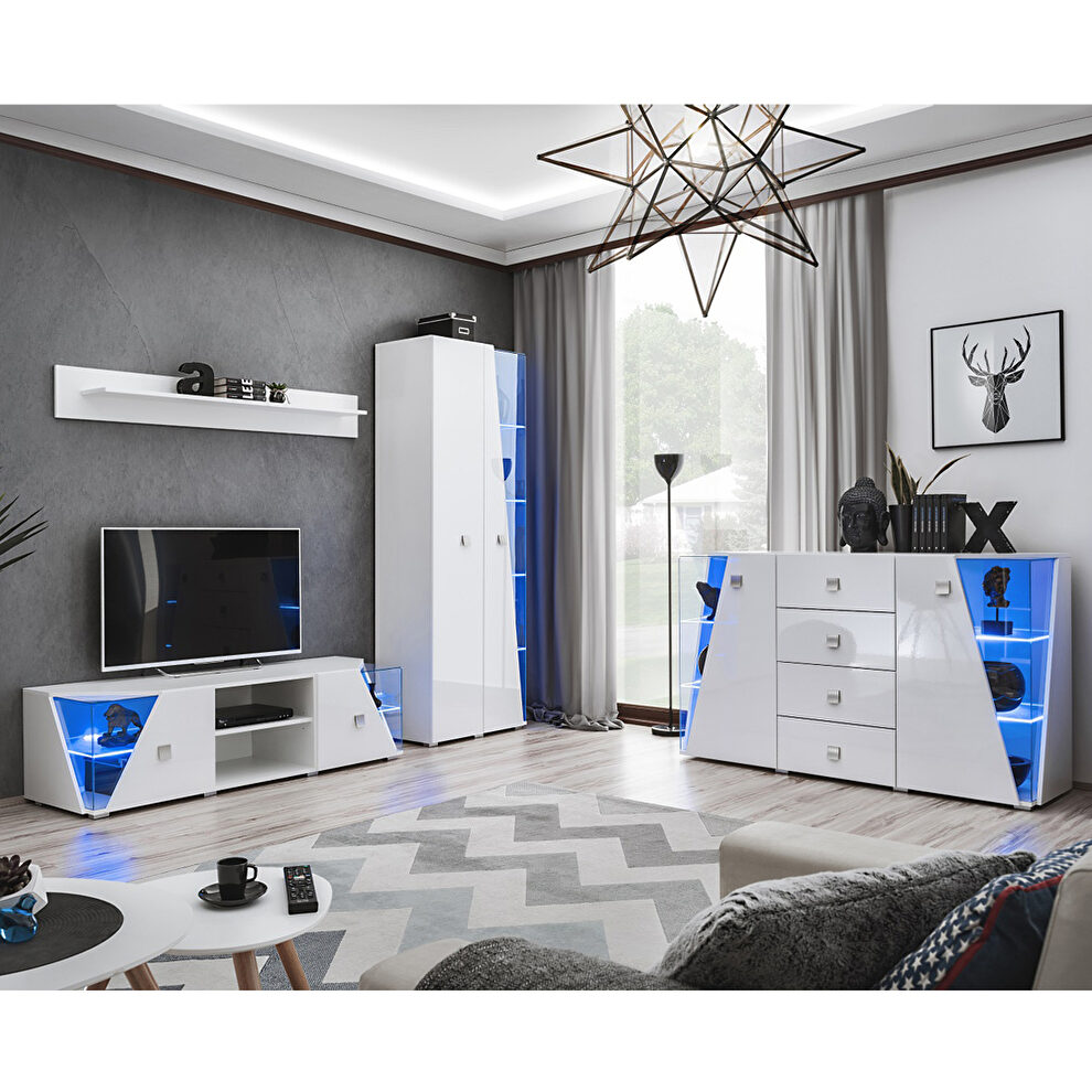 White tv stand / bookcases / sideboard / shelf 4pcs entertainment center by Meble