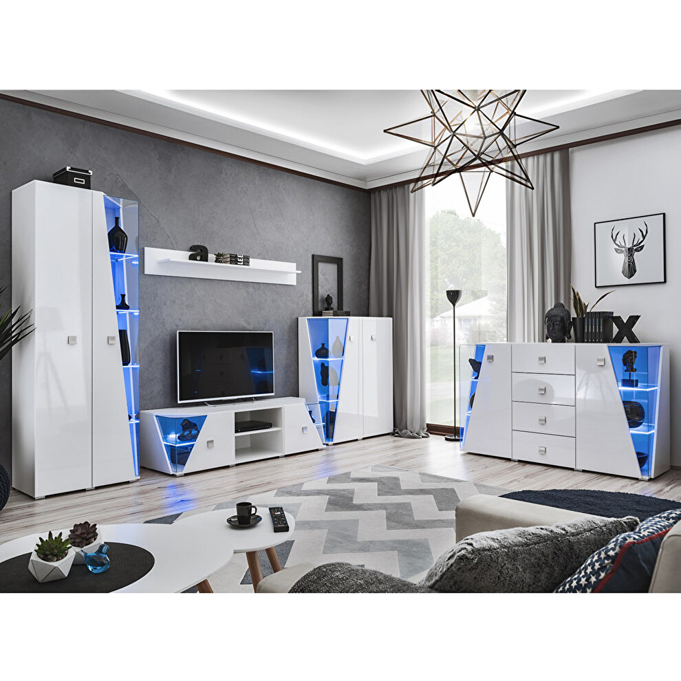 White tv stand / bookcase / sideboard / curio shelf 5pcs entertainment center by Meble