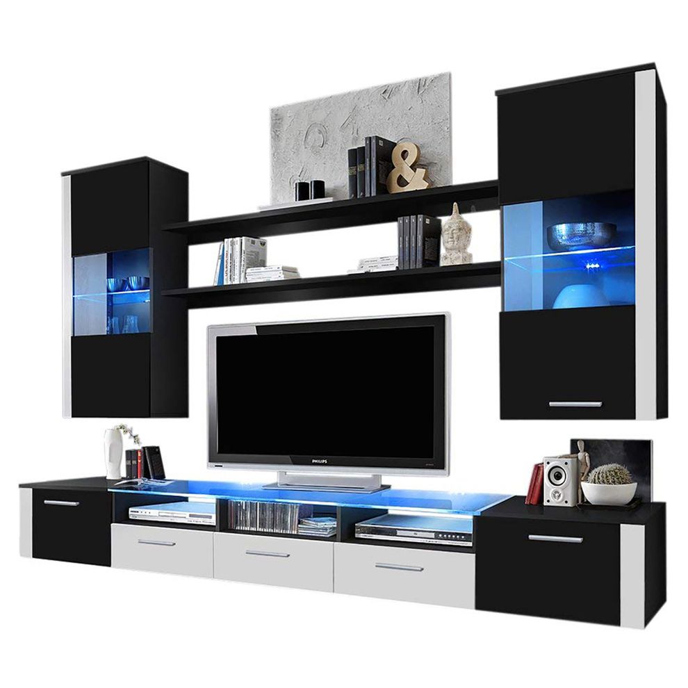 Contemporary Wall-Unit in Black / White by Meble