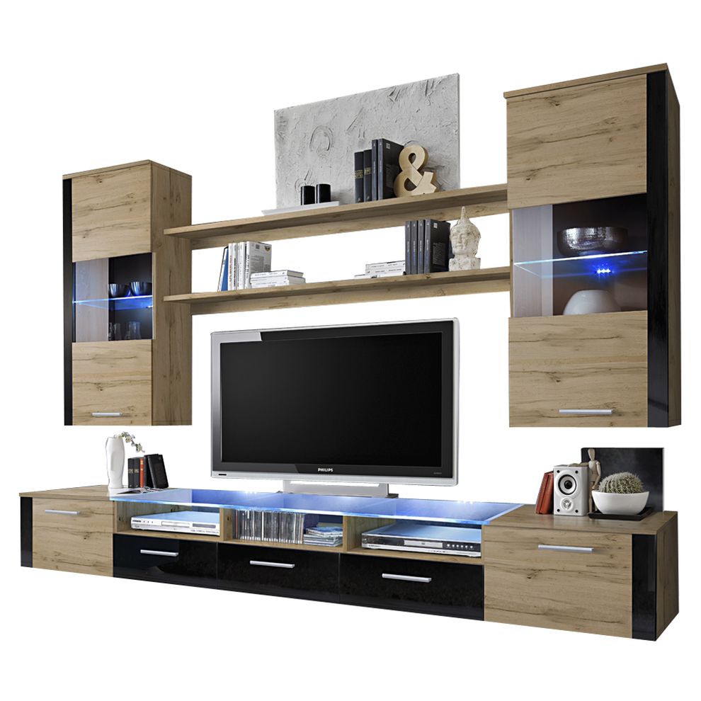 Contemporary Wall-Unit in Oak/Black by Meble