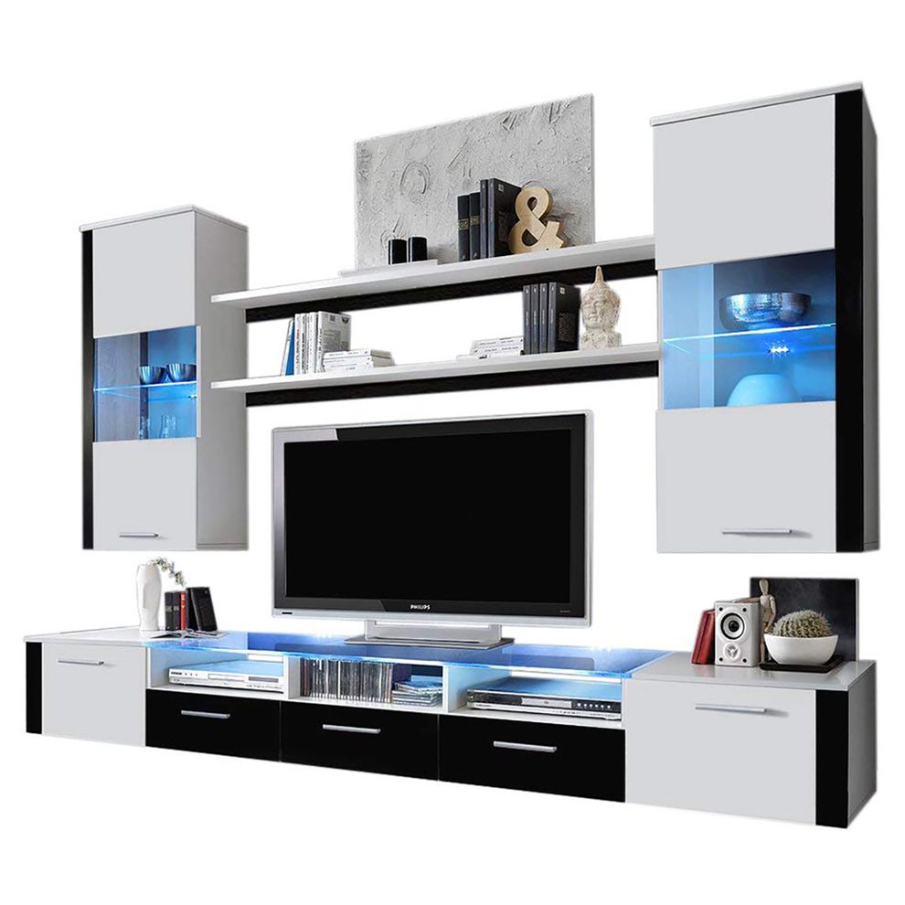 Contemporary Wall-Unit in White/Black by Meble