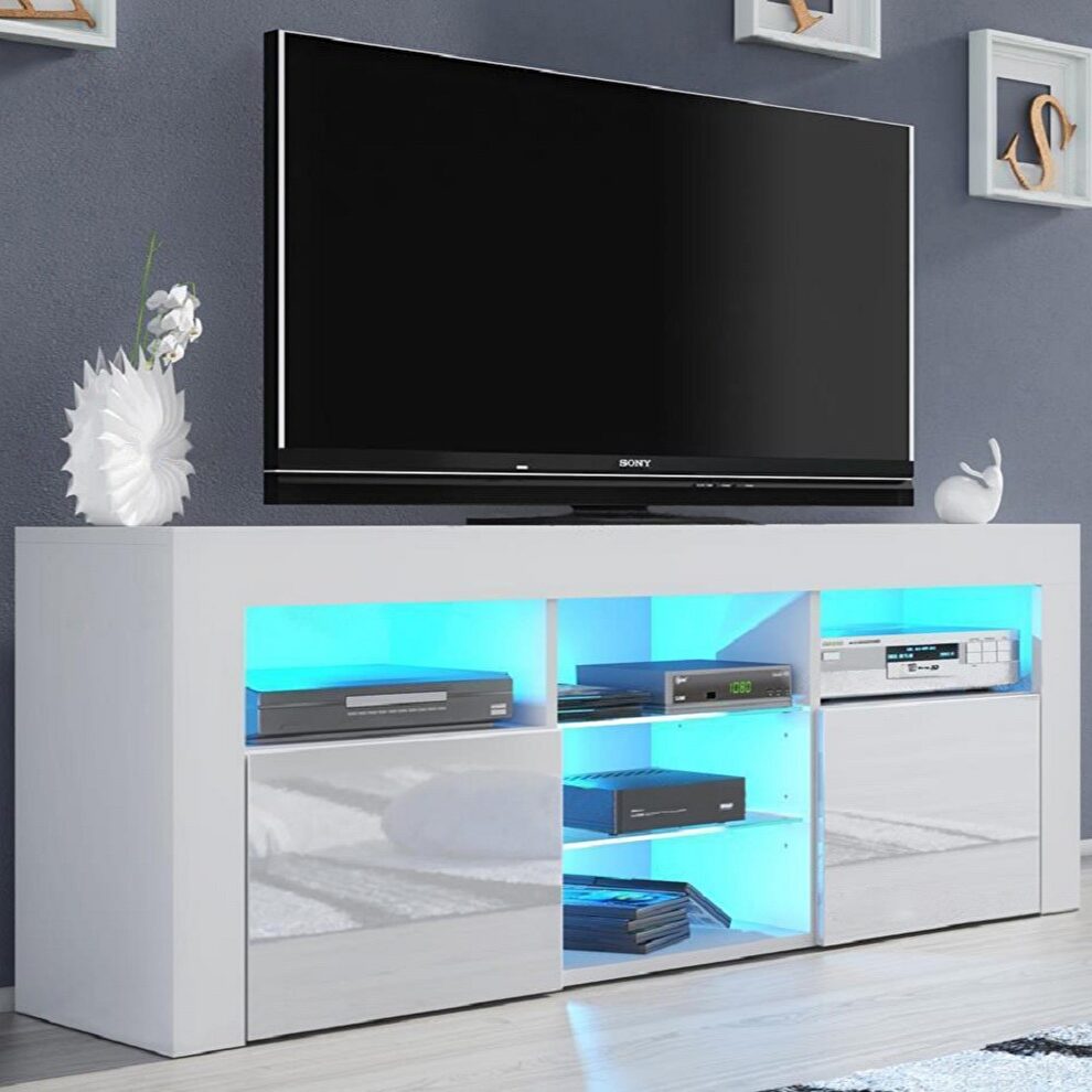 White contemporary glass shelves tv stand by Meble