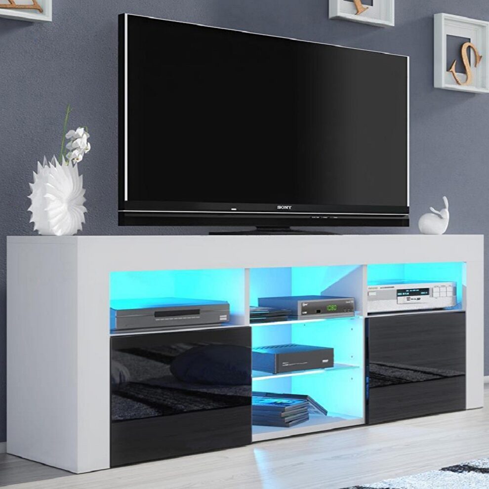 White/black contemporary glass shelves tv stand by Meble