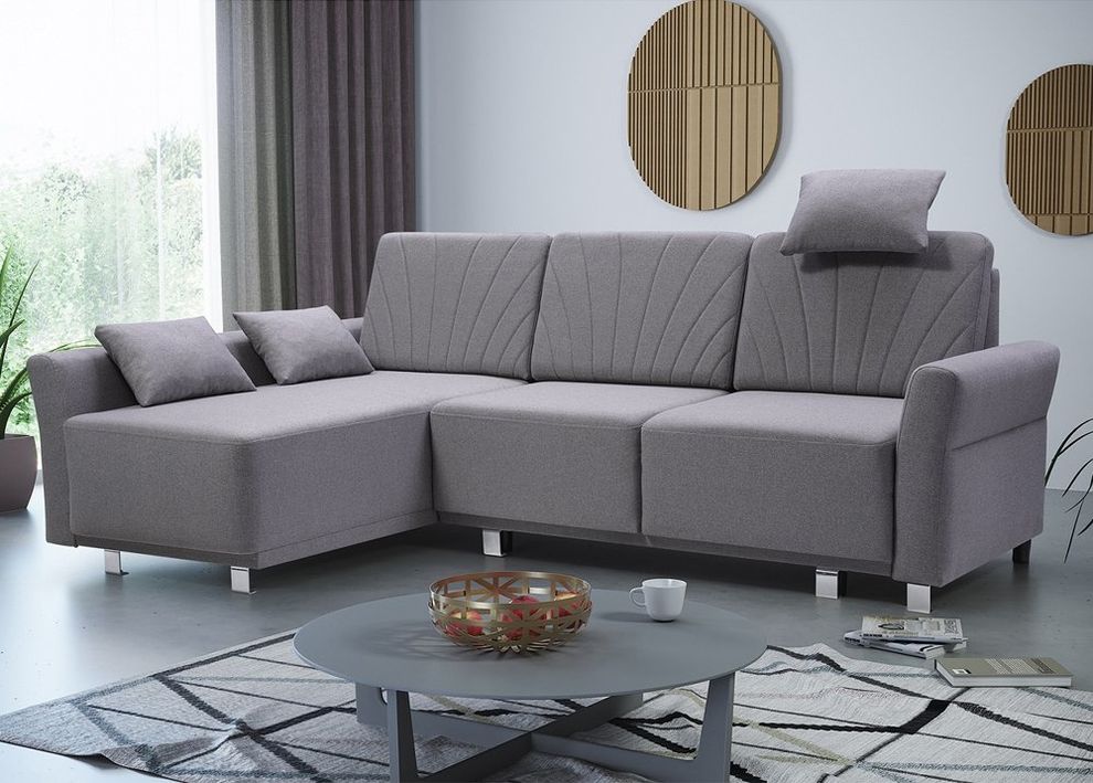 EU-made sectional in gray w/ storage and pull-out bed by Meble