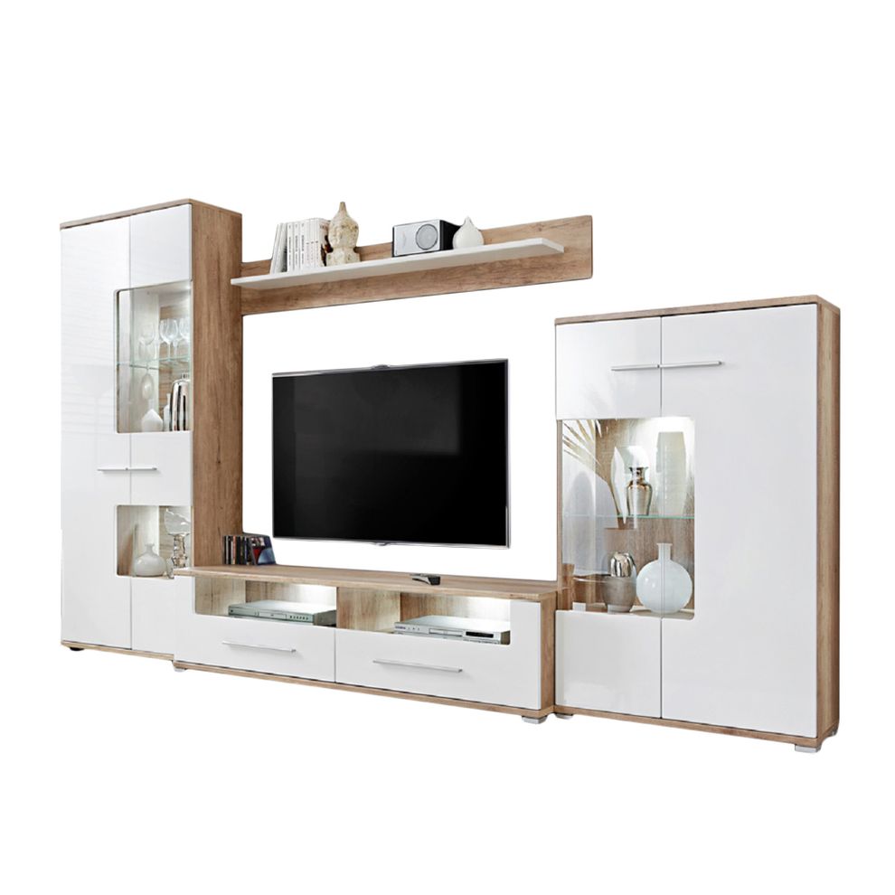 EU-made wall-unit in white / oak wood by Meble