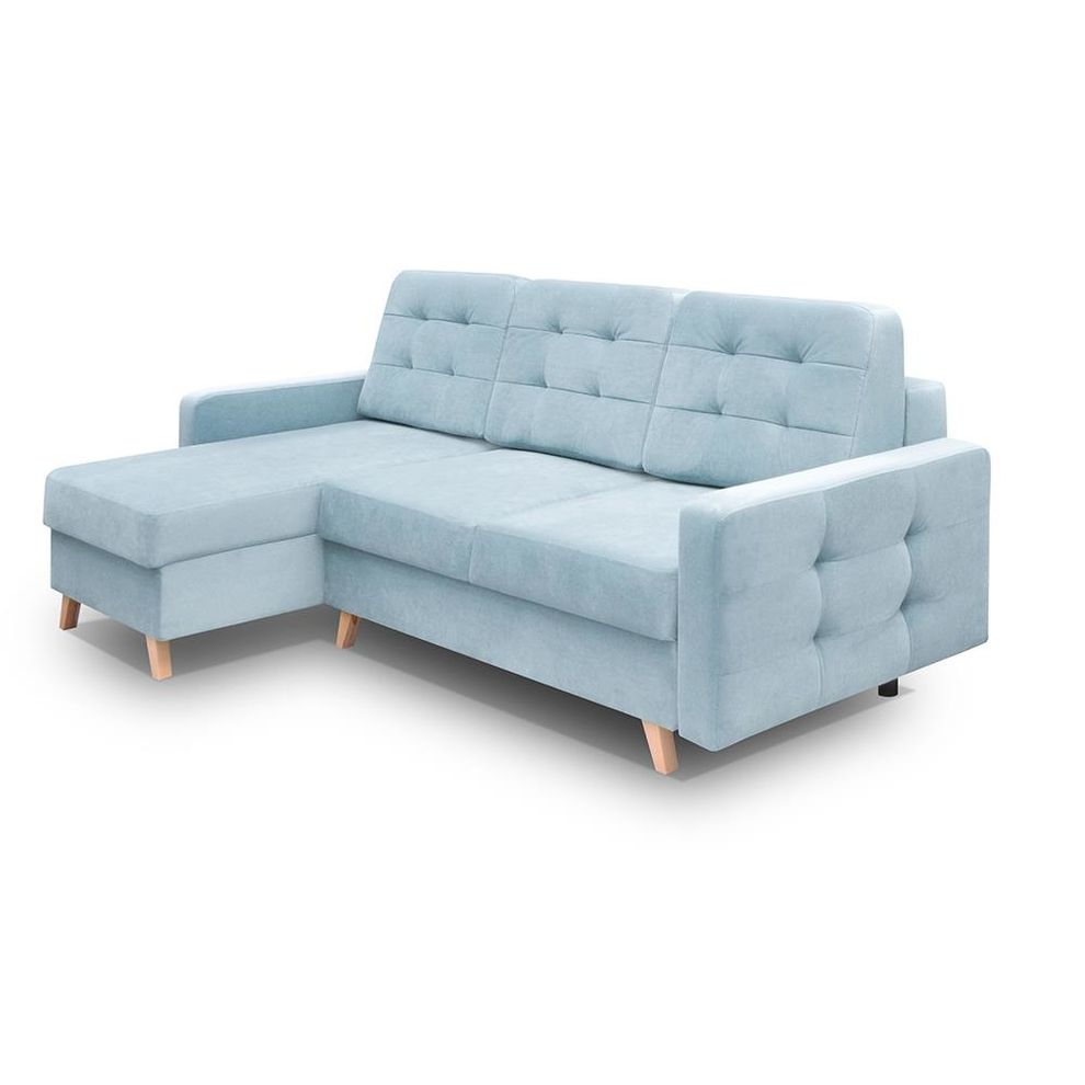 Storage/sleeper small apt sectional in light blue by Meble