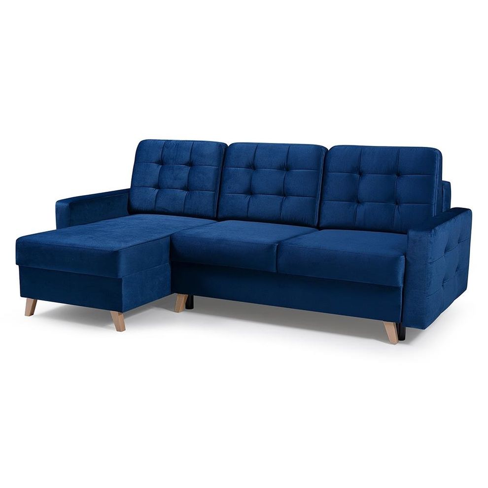 Storage/sleeper small apt sectional in navy blue by Meble