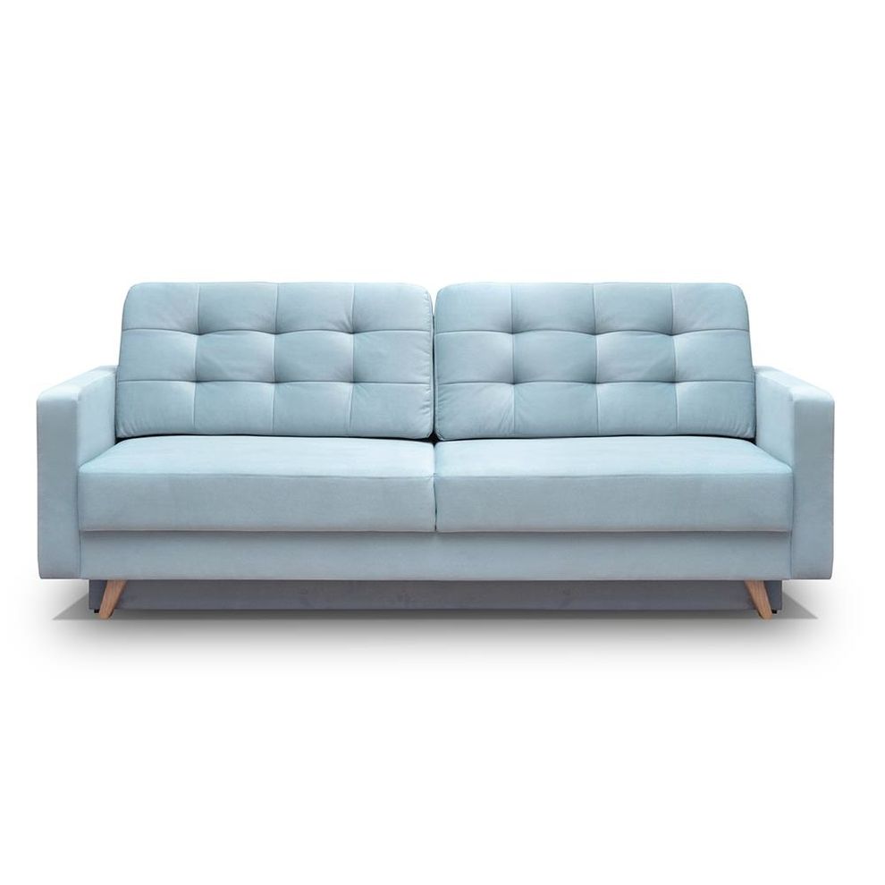 EU-made sofa bed w/ storage in blue fabric by Meble