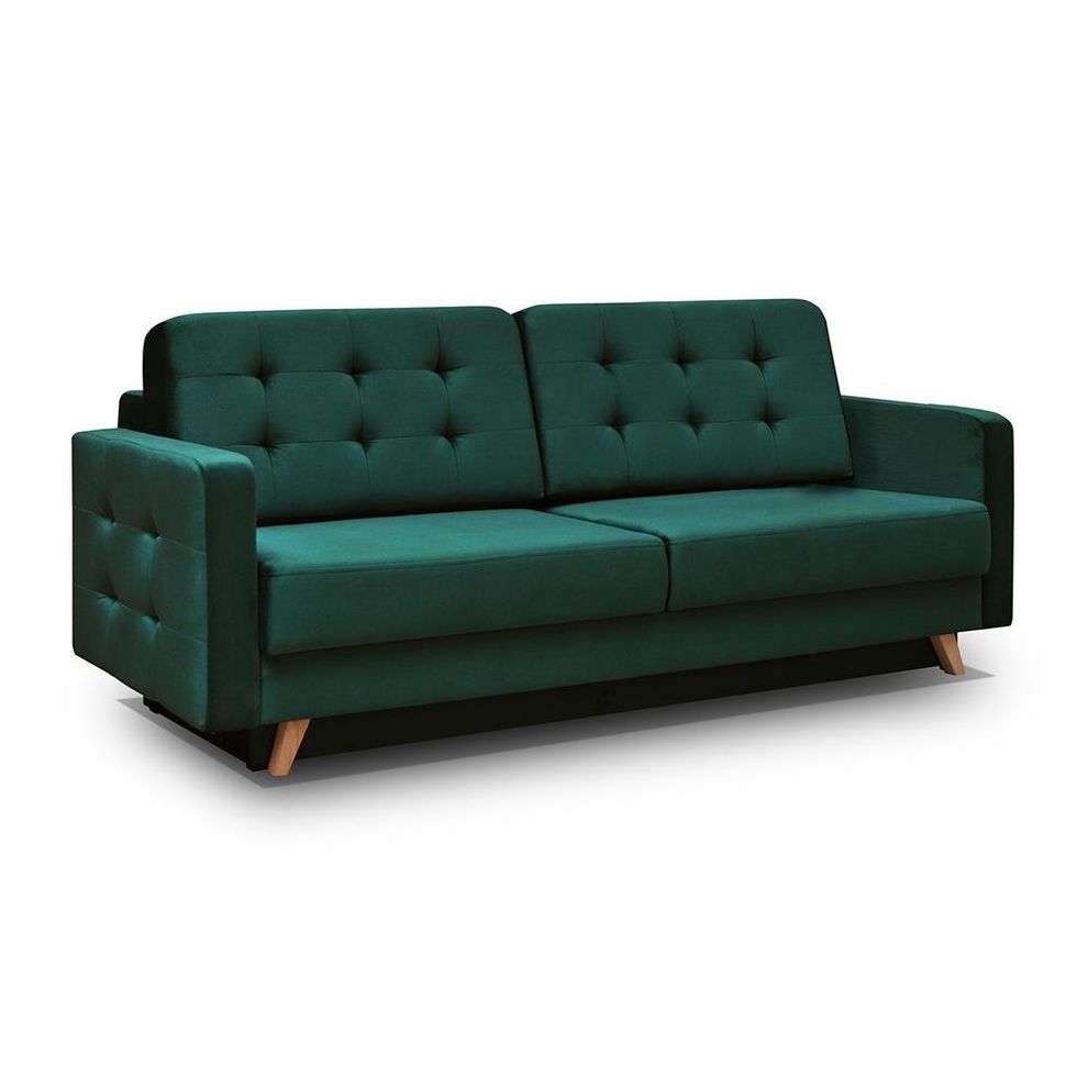 EU-made sofa bed w/ storage in green fabric by Meble