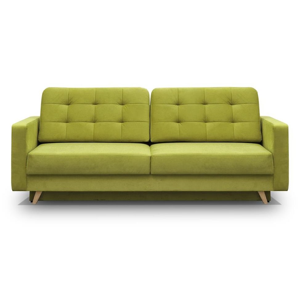 EU-made sofa bed w/ storage in lime green fabric by Meble