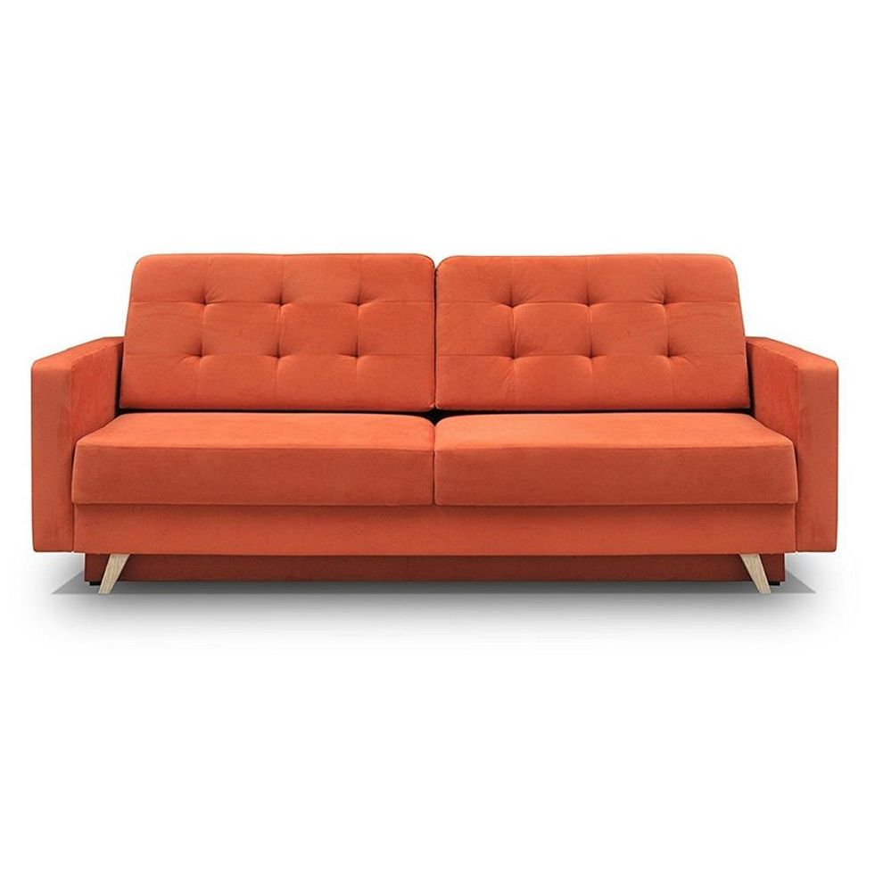 EU-made sofa bed w/ storage in orange fabric by Meble