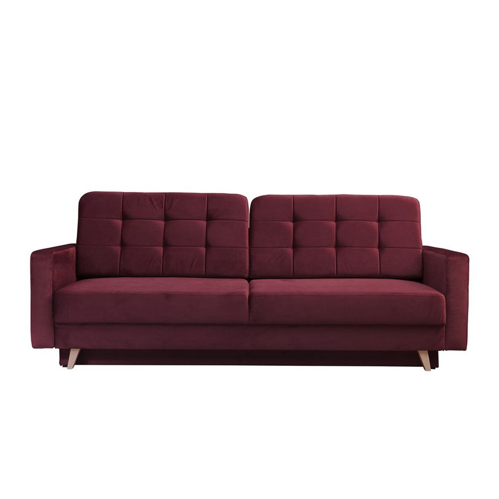 EU-made sofa bed w/ storage in burgundy fabric by Meble