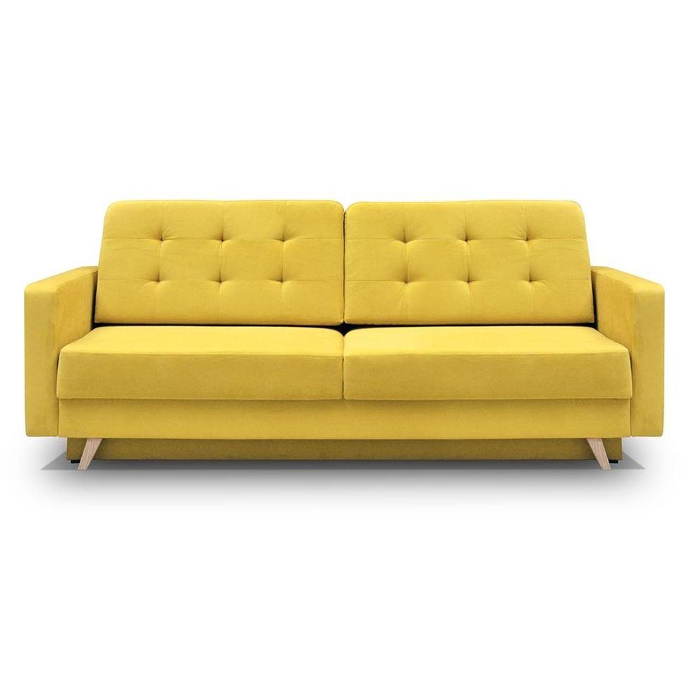 EU-made sofa bed w/ storage in yellow fabric by Meble